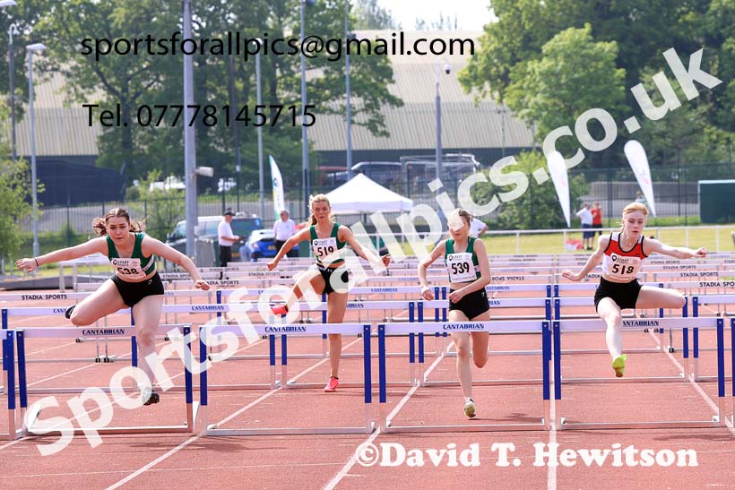 Womens Under-17s Hurdles, 2024 North Eastern Track and Field Champs., Middlesbrough.  Photo: David T. Hewitson/Sports for All Pics